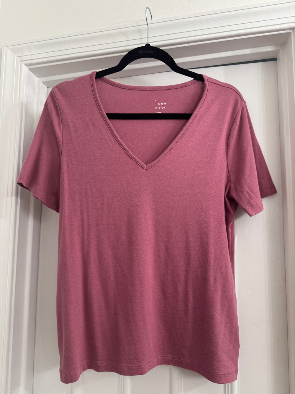 a new day V-Neck Short Sleeve Tee - Mauve Pink
